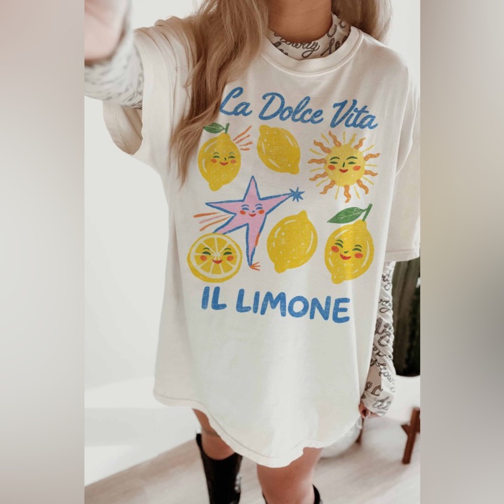 La Dolce Vita Il Limone Oversized Graphic Tee
